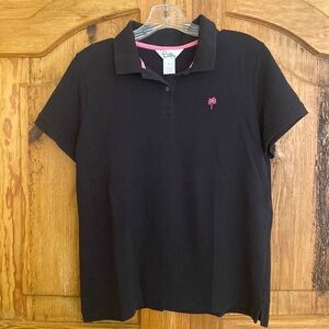 Lilly Pulitzer Black Polo Shirt with Pink Accents